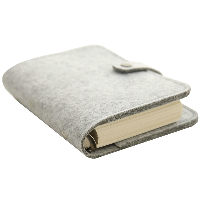 JIANWU A5 A6 simple snap felt fabric notebook diary creative binder office supplies ring binder