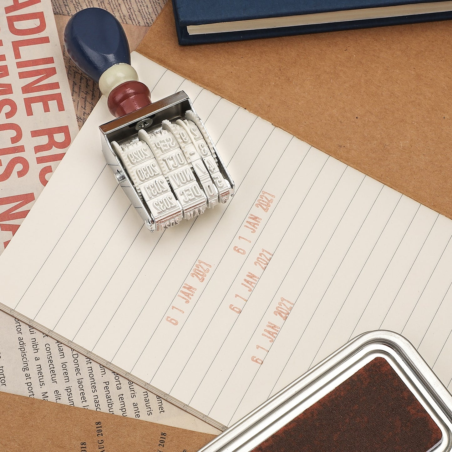 JIANWU Vintage Date Planner Stamp Personality Art Retro Stamps for Scrapbooking Clear Stamp Decorative Journal Office Supplies