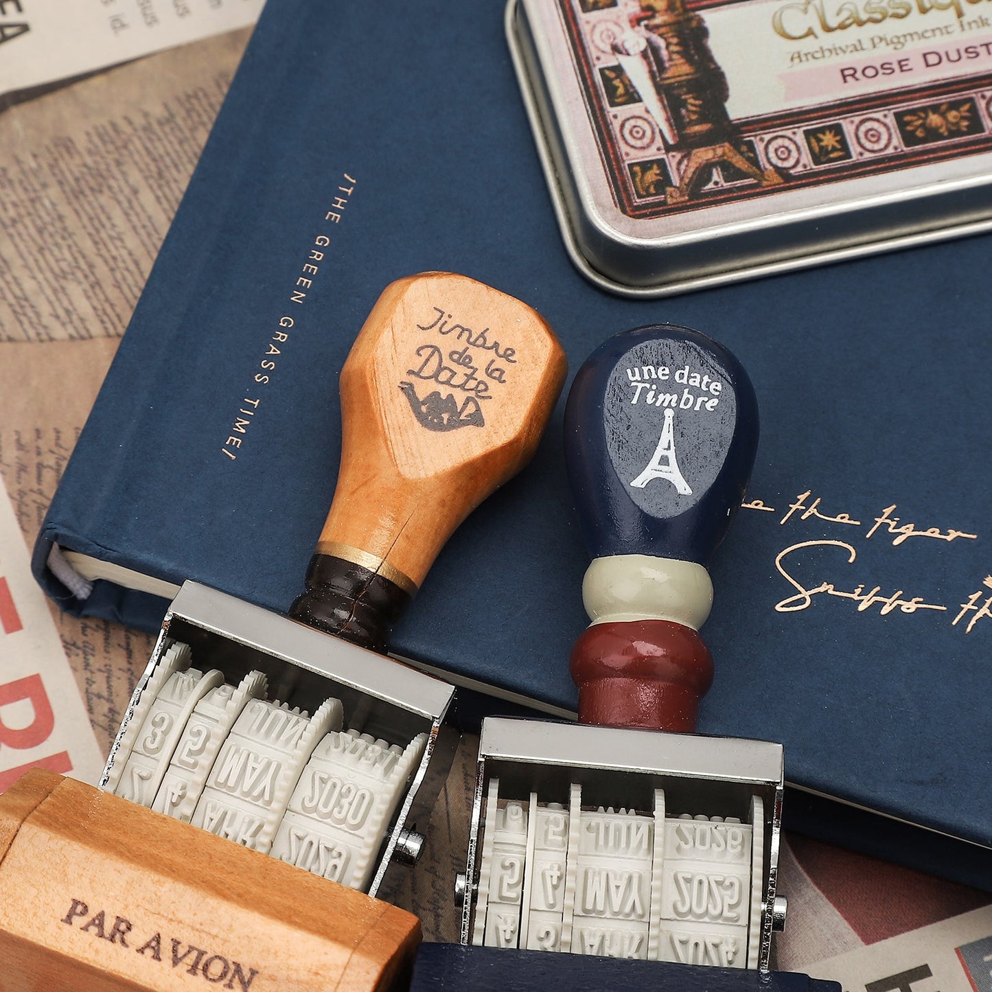 JIANWU Vintage Date Planner Stamp Personality Art Retro Stamps for Scrapbooking Clear Stamp Decorative Journal Office Supplies