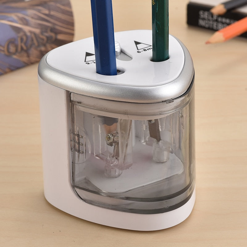 2018 New Automatic pencil sharpener Two-hole Electric Switch Pencil Sharpener stationery Home Office School Supplies