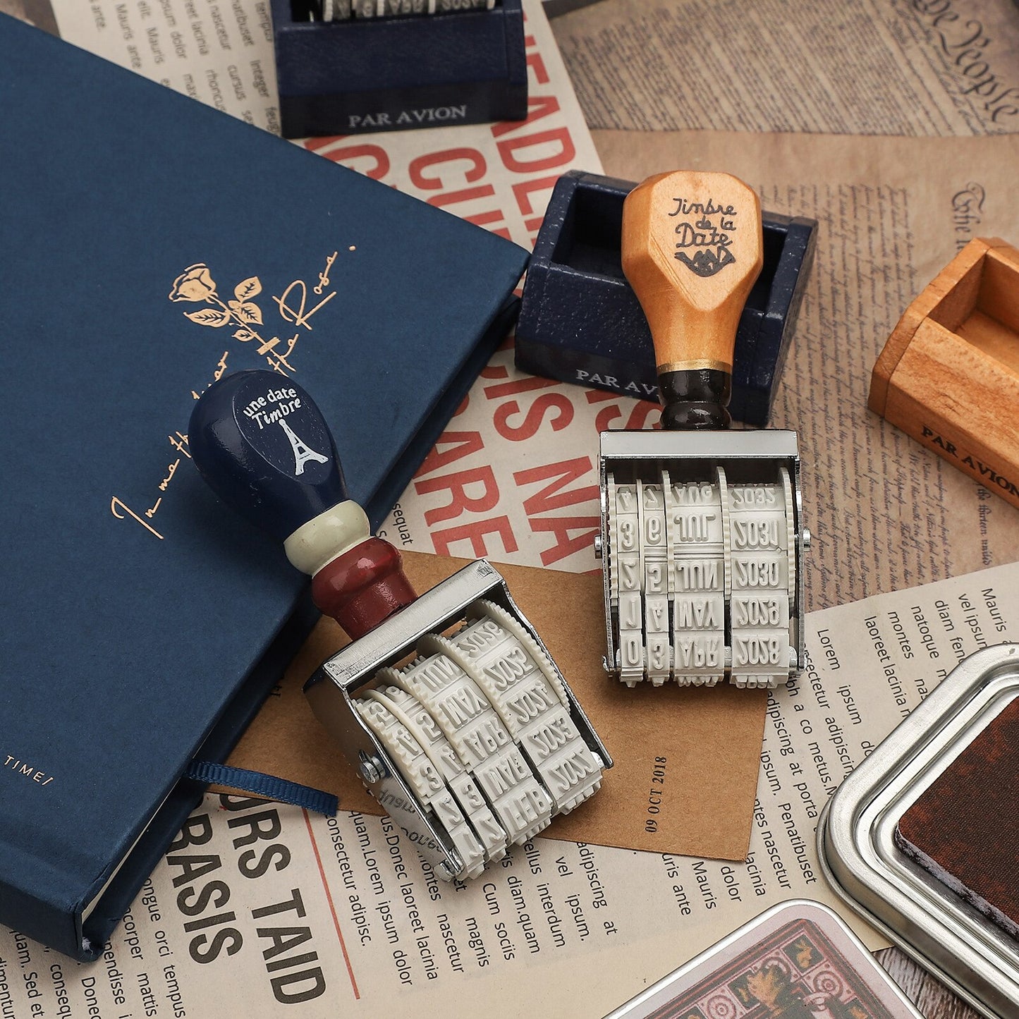 JIANWU Vintage Date Planner Stamp Personality Art Retro Stamps for Scrapbooking Clear Stamp Decorative Journal Office Supplies