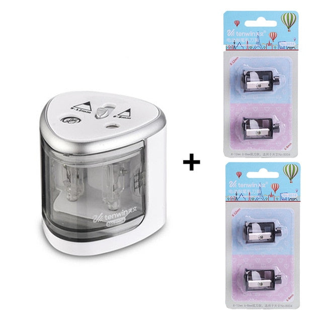 2018 New Automatic pencil sharpener Two-hole Electric Switch Pencil Sharpener stationery Home Office School Supplies