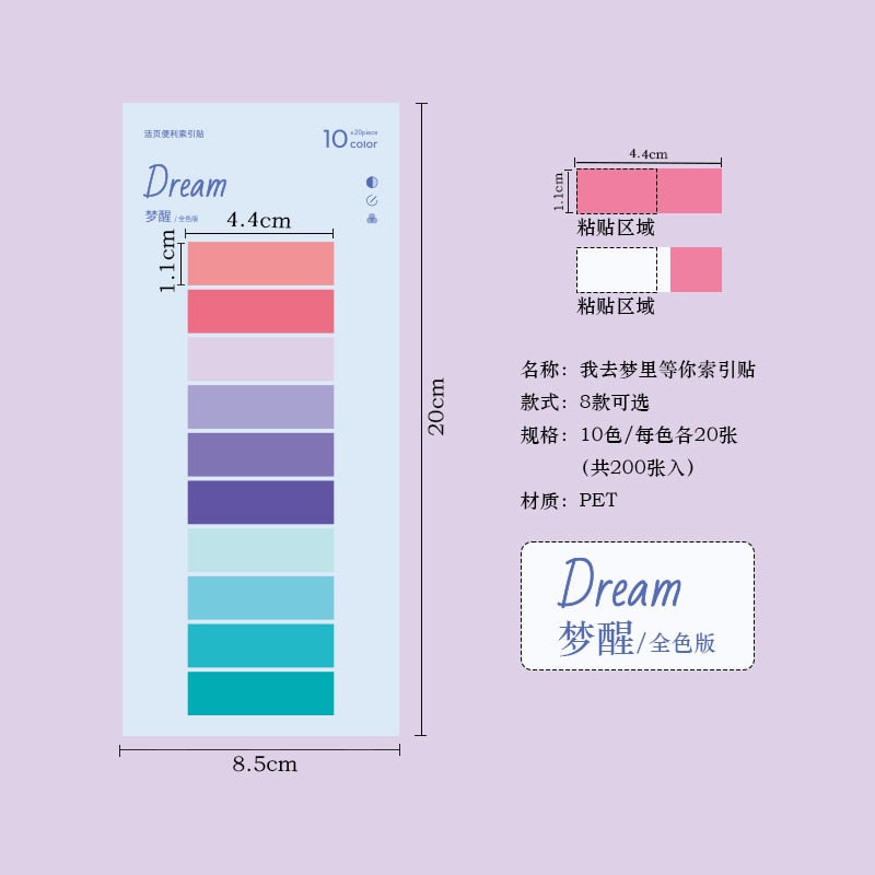200Pcs Index Tabs With Ruler Writable File Tabs Flags Colored Page Markers Labels For Reading Notes Books School Office Supplies
