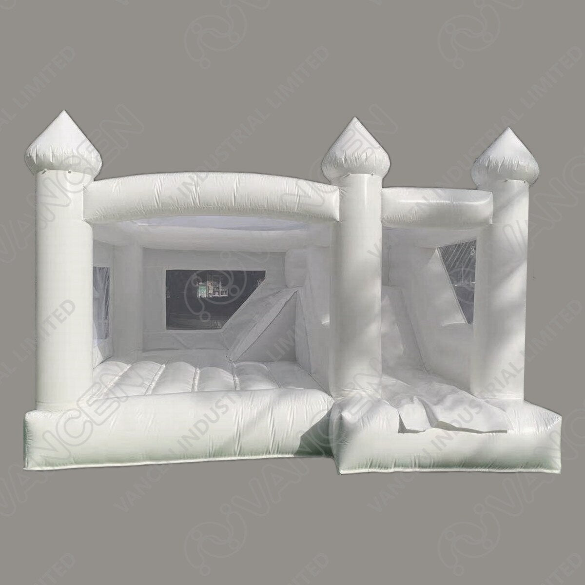 13x13ft / 15x13ft Inflatable White Bounce Houses With Slide And Ball Pit White Bounce Castle Air Bouncer Combo