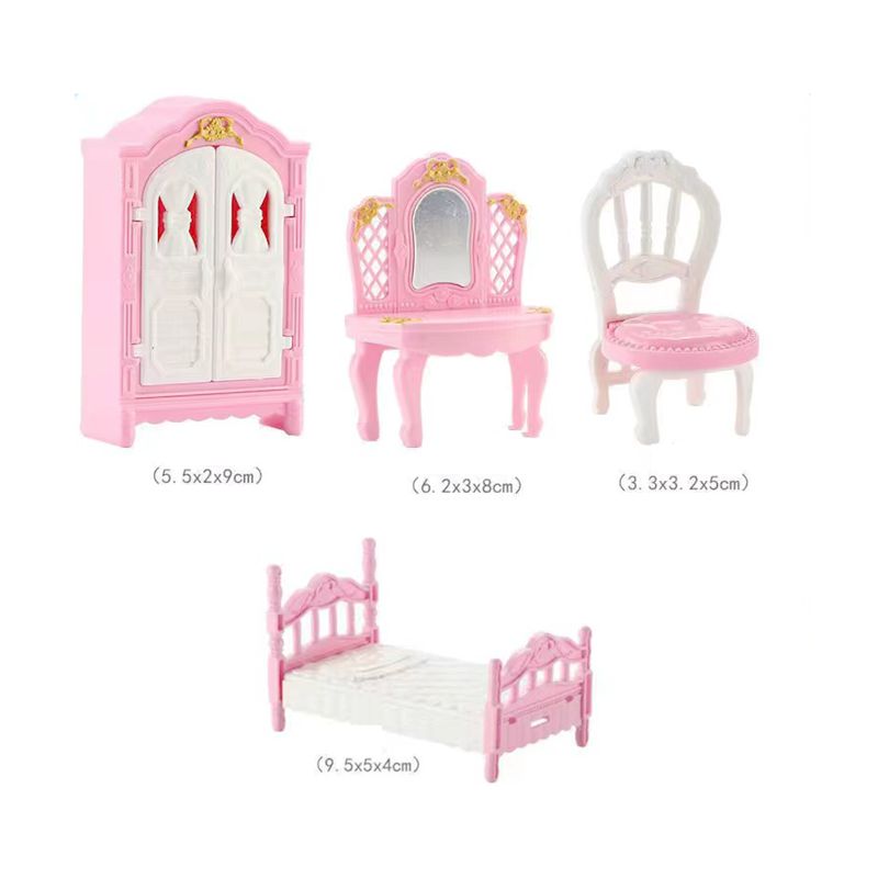 Hot Sale Cute Kawaii Pink 10 Items/Lot Miniature Dollhouse Furniture Accessory Kids Toys Kitchen Cooking Things For Barbie Game