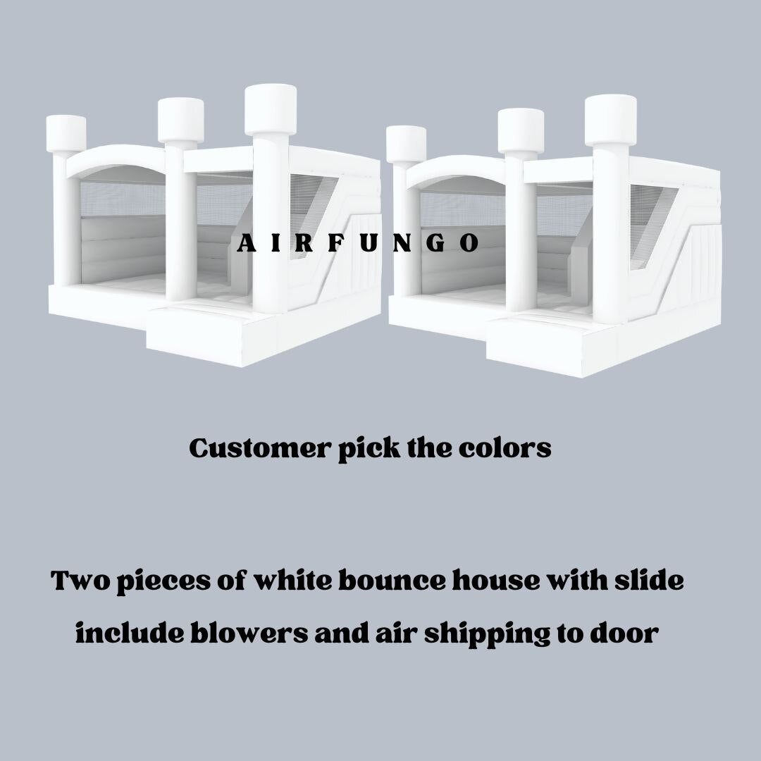 13x13ft / 15x13ft Inflatable White Bounce Houses With Slide And Ball Pit White Bounce Castle Air Bouncer Combo