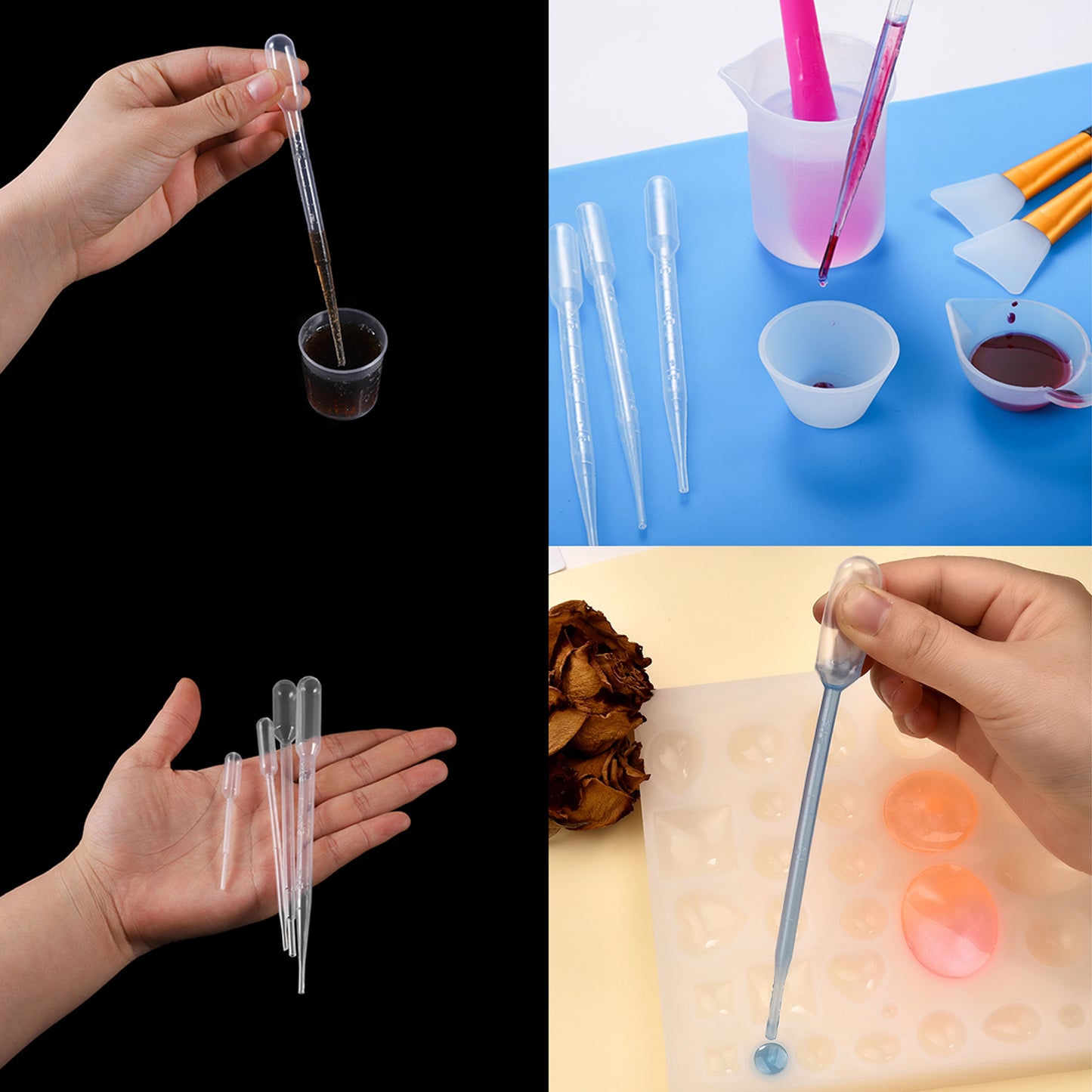 20-200Pcs Disposable Plastic Transfer Graduated Pipettes for DIY Jewelry Making Office Lab Experiment Supplies Silicone mold