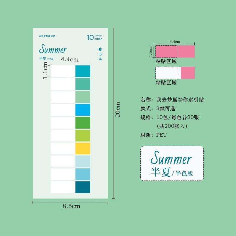 200Pcs Index Tabs With Ruler Writable File Tabs Flags Colored Page Markers Labels For Reading Notes Books School Office Supplies