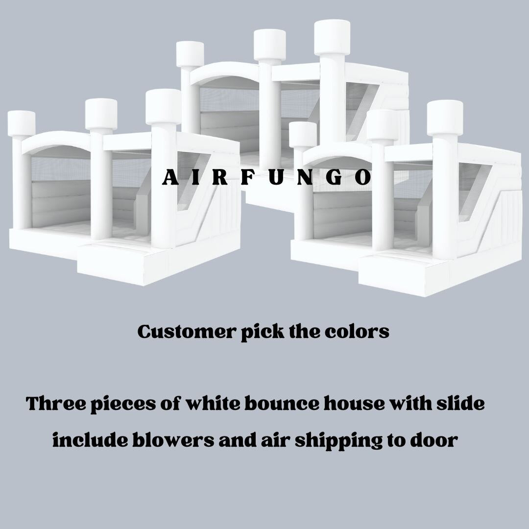 13x13ft / 15x13ft Inflatable White Bounce Houses With Slide And Ball Pit White Bounce Castle Air Bouncer Combo