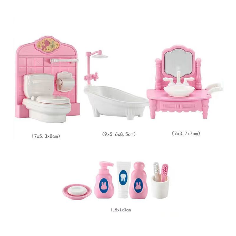 Hot Sale Cute Kawaii Pink 10 Items/Lot Miniature Dollhouse Furniture Accessory Kids Toys Kitchen Cooking Things For Barbie Game