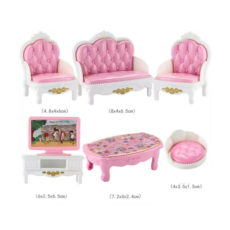 Hot Sale Cute Kawaii Pink 10 Items/Lot Miniature Dollhouse Furniture Accessory Kids Toys Kitchen Cooking Things For Barbie Game