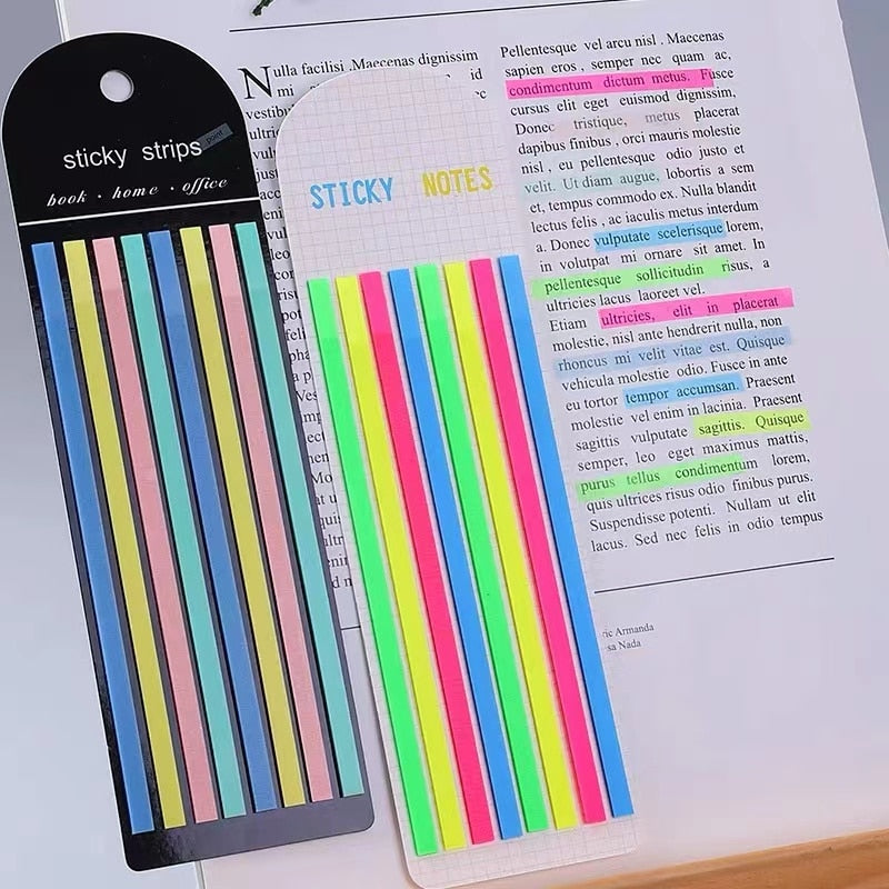 160Pcs Color Stickers Transparent Fluorescent Index Tabs Flags Sticky Note Stationery Children Gifts School Office Supplies