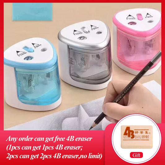 2018 New Automatic pencil sharpener Two-hole Electric Switch Pencil Sharpener stationery Home Office School Supplies