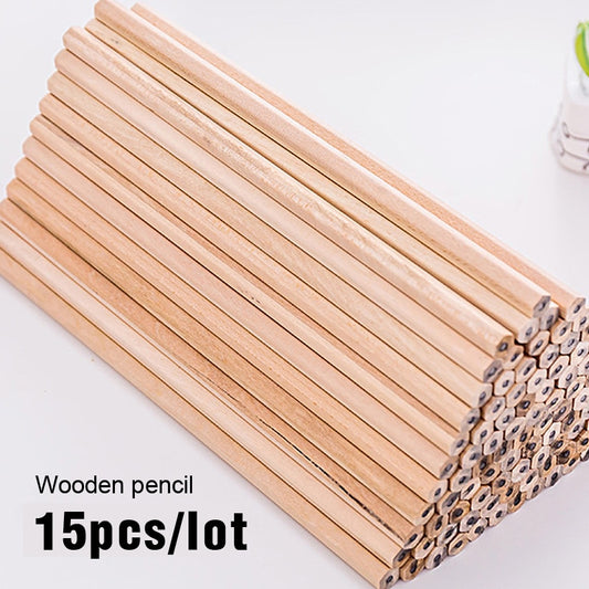 15pcs/lot Wooden Pencils Environmental Protection Writing Children HB Pencil Primary School Students Office Sketch  Supplies