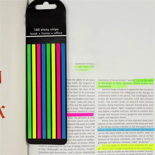 160Pcs Color Stickers Transparent Fluorescent Index Tabs Flags Sticky Note Stationery Children Gifts School Office Supplies